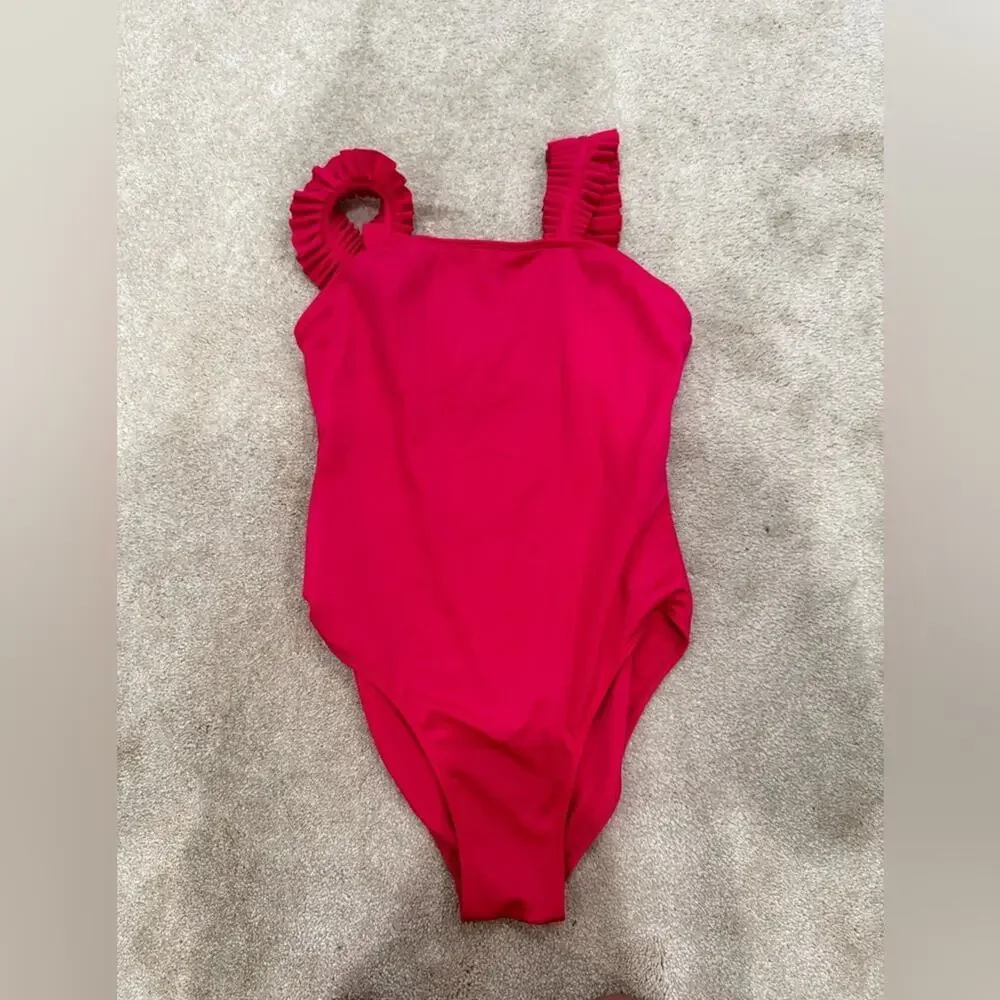 Habitual girl hot pink One-Piece Swimsuit with Ruffle Straps, size 16